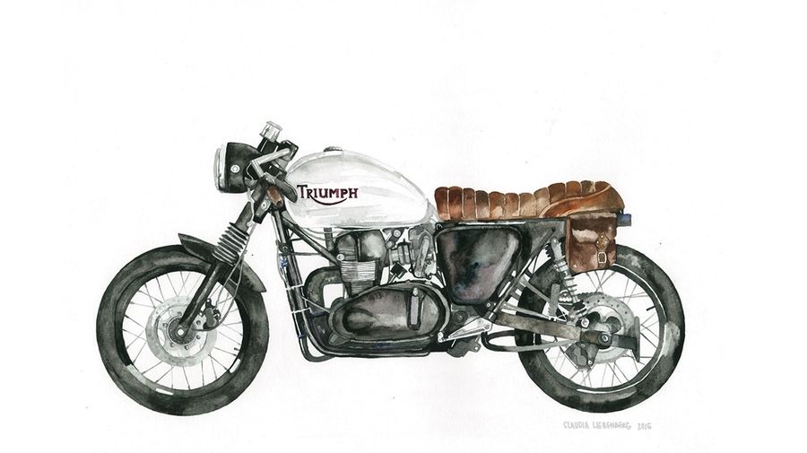 Клаудии Либенберг рисует классные мотоциклы и мотокультуру