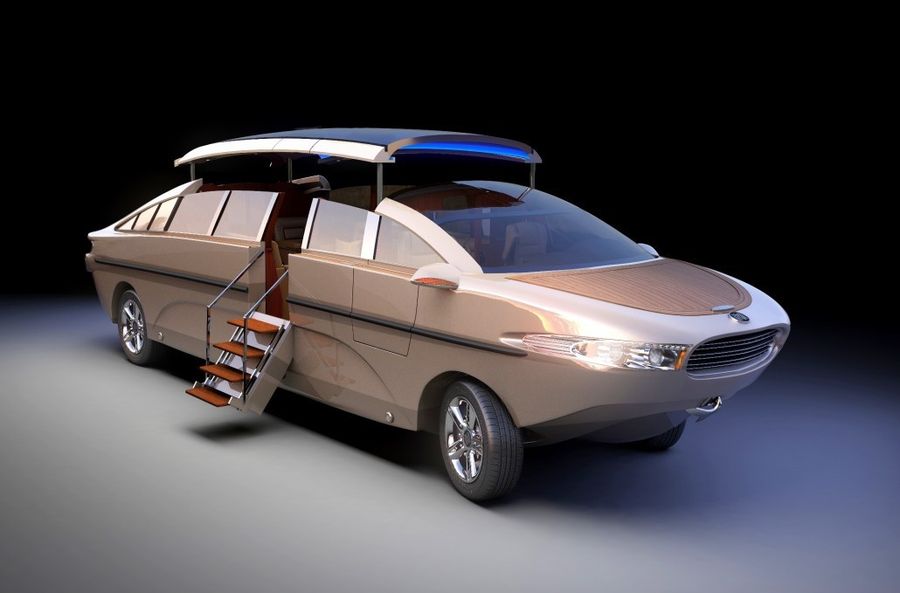 Лимузин-амфибия Limousine Tender 33 сможет доставлять миллиардеров от суперяхты до любой точки на суше