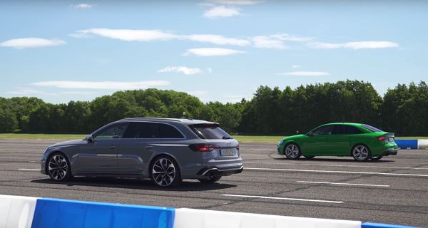Audi RS3 удивил всех в гонке по прямой с Audi RS4 Avant
