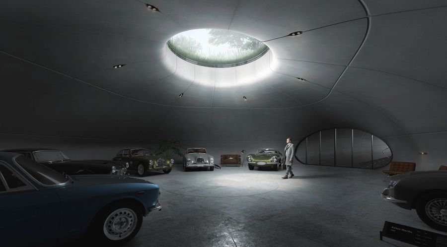Для коллекционера винтажных Aston Martin построят гараж-пещеру под холмом