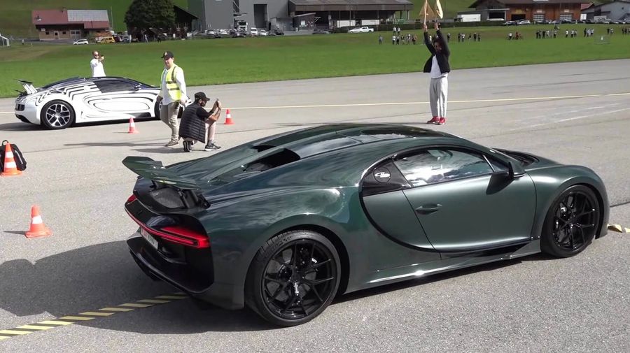 Эксклюзивный Bugatti Veyron L’or Blanc сразился Bugatti Chiron. Кто кого?