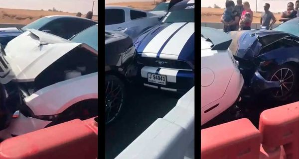 Черный день для фанатов Ford Mustang: завал из семи автомобилей в Дубаи