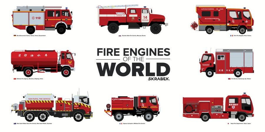 Пожарные машины мира в работе дизайнеров.