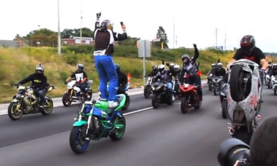 Mighty and dangerous motorcyclists swarm