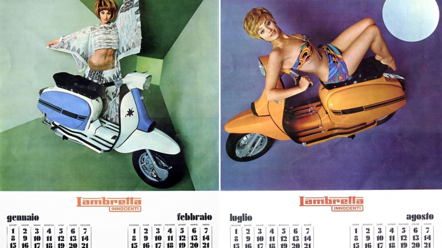 Великолепная Рафаэлла Карра в календаре производителя мотороллеров Lambretta 1970 года