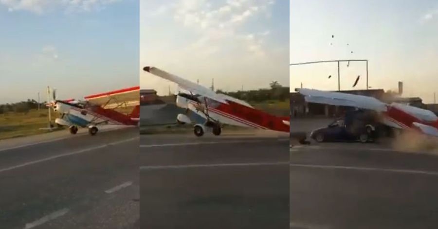 В Чечне одномоторный самолет врезался в припаркованный ИЖ при взлете